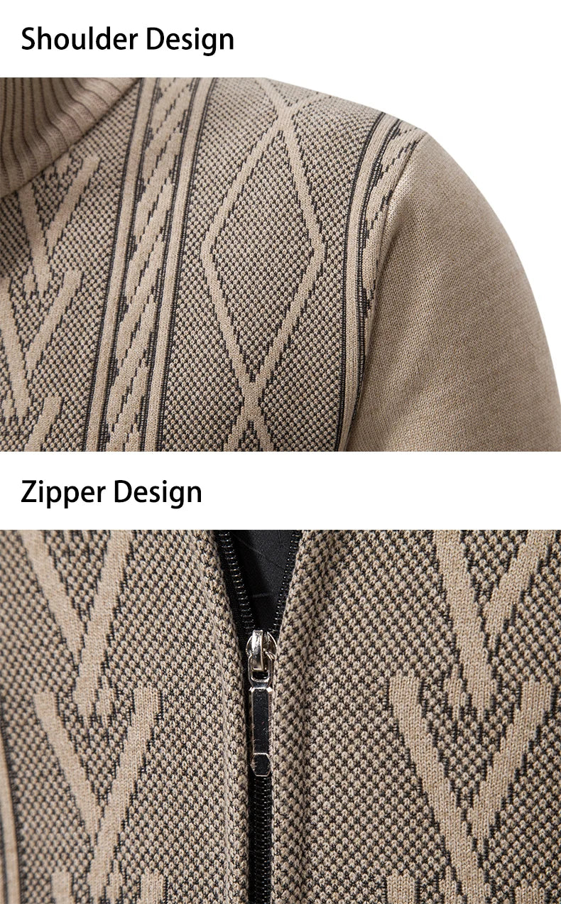 Giacca Ispessita Uomo Autunno Inverno Calda Linea Tendenza Colletto Mandarino Cardigan Lavorato A Maglia Cappotto