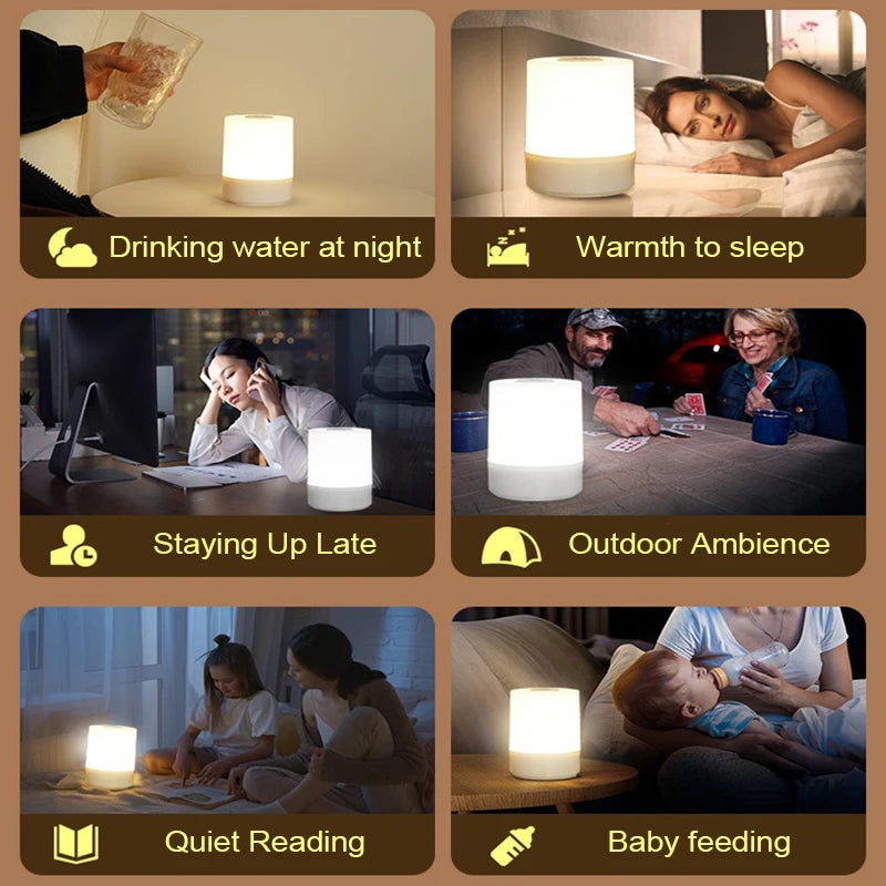 Luci notturne a LED da comodino Ricarica dimmerabile Lampade da notte da tavolo Camera da letto Illuminazione da comodino Decorazione Lampade da tavolo a LED da lettura touch
