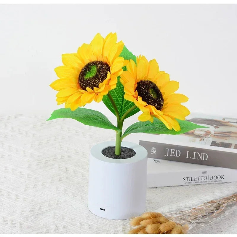 Set Di 3 Luci Notturne LED Ricaricabili Tema Girasole Per Camera Da Letto Comodino Lampade Da Tavolo