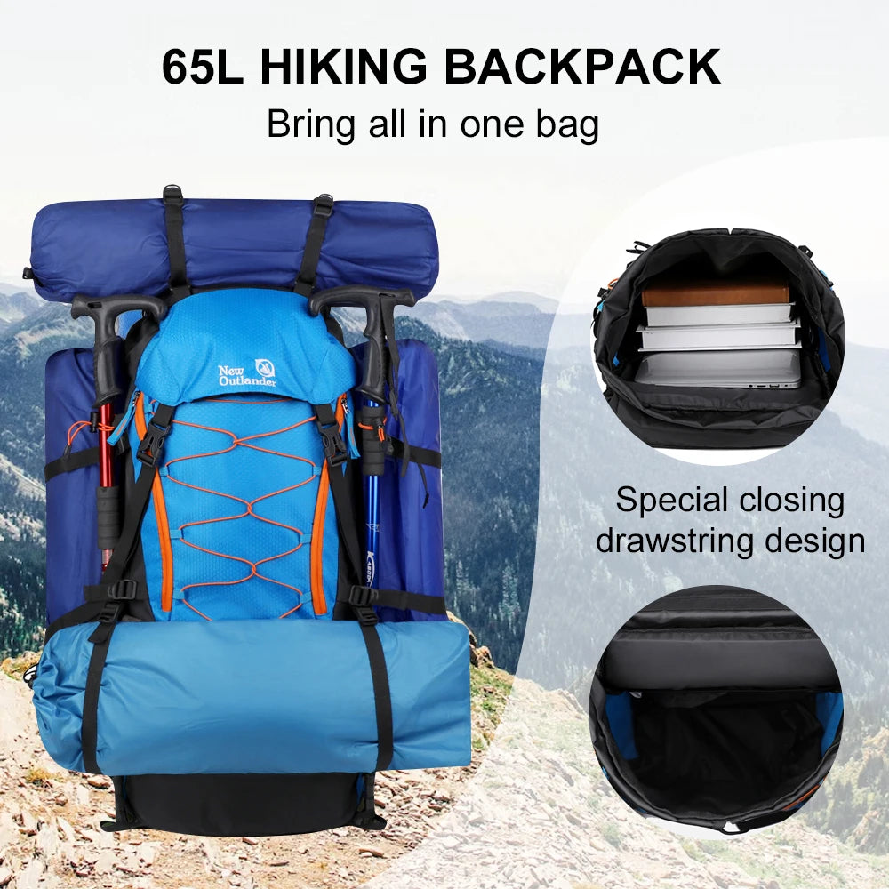 West Tune Zaino Impermeabile Da Arrampicata 65 Litri Borsa Outdoor Grande Capacità Per Trekking e Campeggio