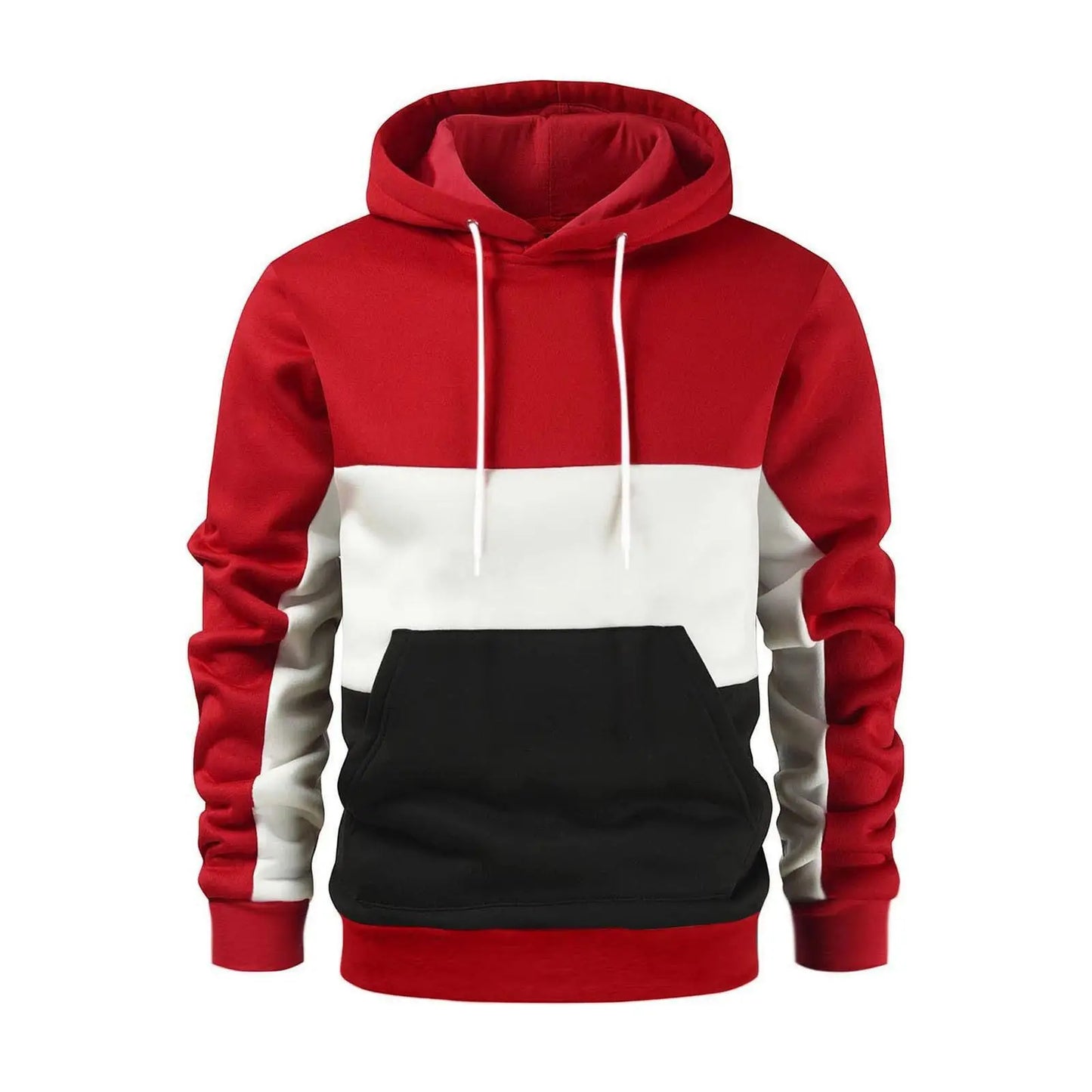 Felpa Con Cappuccio Patchwork Da Uomo Termica In Pile Abbigliamento Sportivo Casual Da Esterno Autunno Inverno Nero
