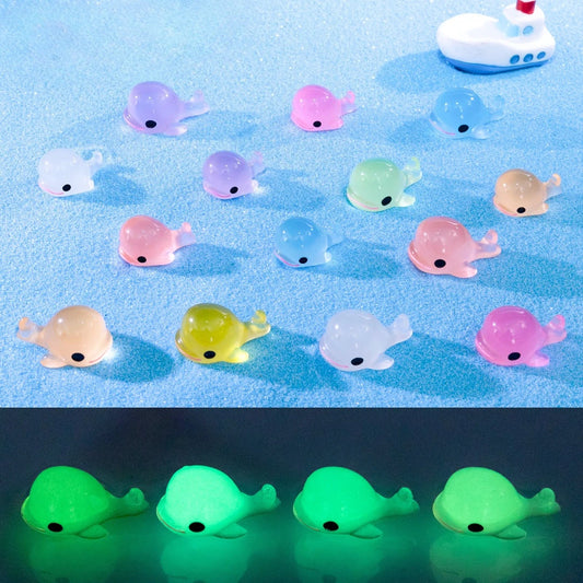 Set da 10 a 100 Pezzi Miniature Kawaii Resina Colorata 3D Balena Luminosa Statuette per Scrapbooking Fai Da Te