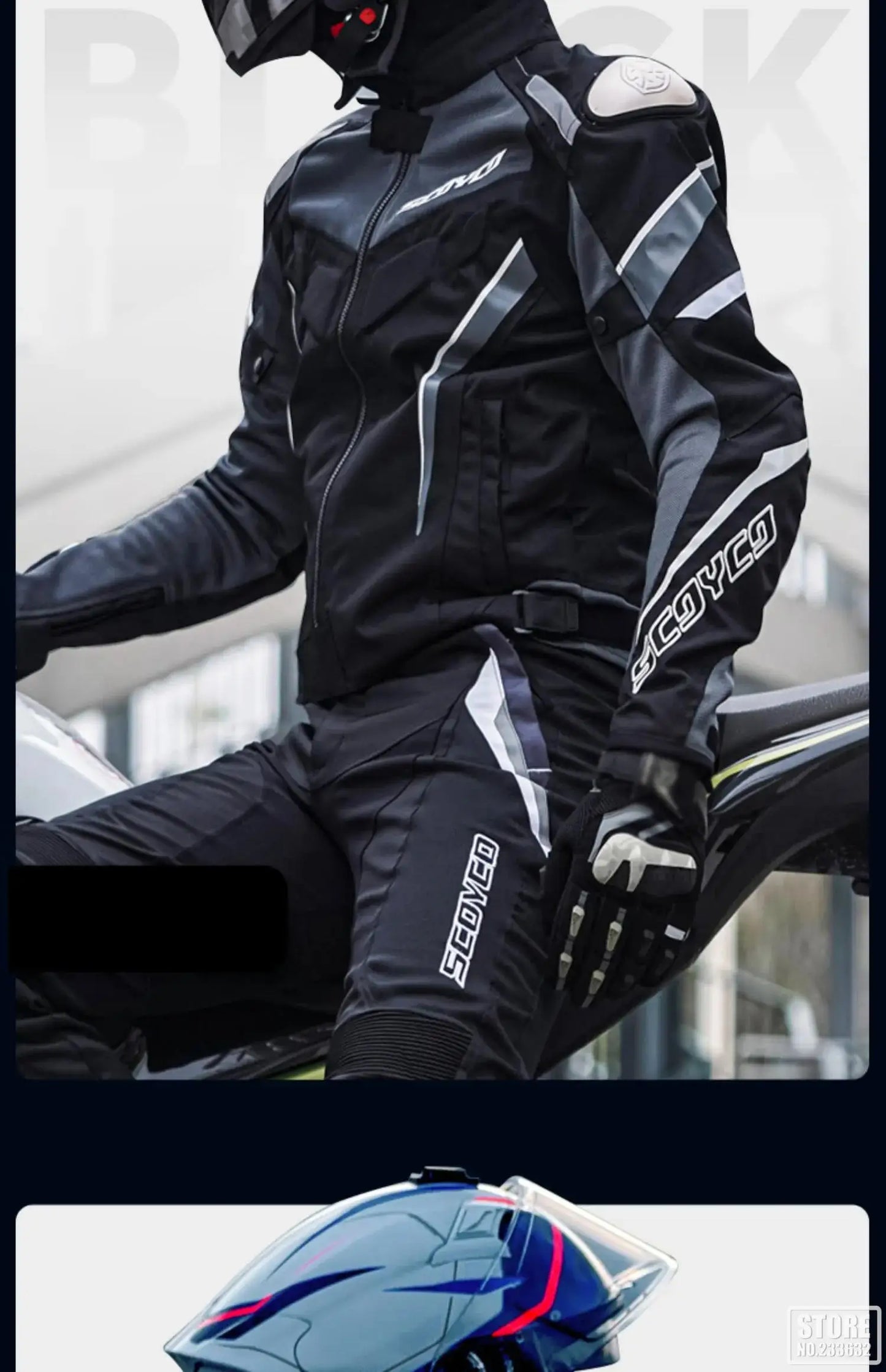 SCOYCO Moto Giacca Impermeabile Anticaduta Traspirante In Rete Con Protezioni Motocross Pantaloni Tuta Uomo