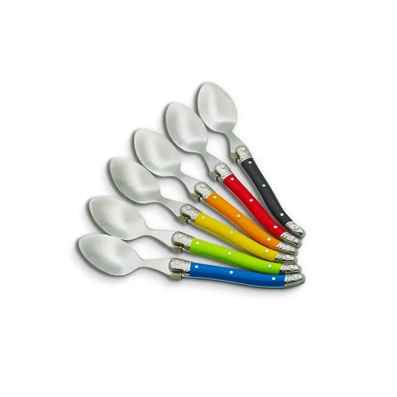 Set Da 6 Cucchiaini Da Caffè In Acciaio Inox Con Manico Arcobaleno ABS Laguiole Per Gelato E Dolci Stoviglie Colorate