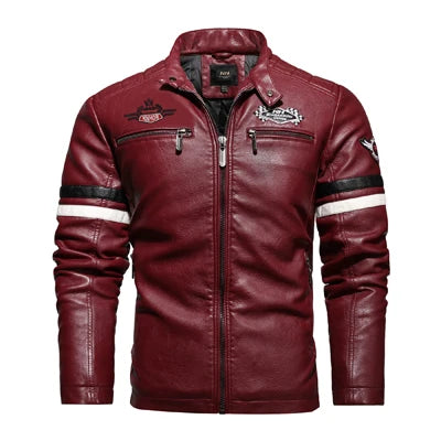 Dimusi Giacche Invernali Uomo In PU Stile Moto Vintage Cerniera Ecopelle Biker Con Cappuccio Nero Blu Rosso Vino
