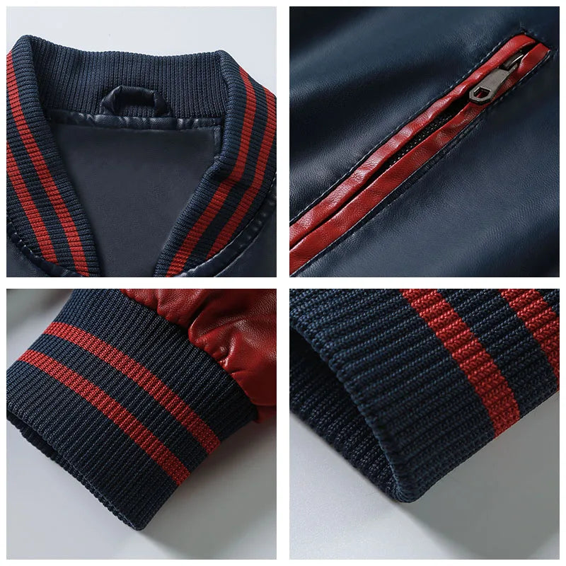 Inverno Nuove Giacche Di Pelle Uomo Con Pile Spesso Colore Solido Colletto Alla Coreana Moda All Aperto Tenere In Caldo