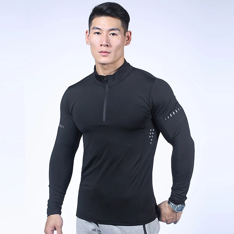 Maglia Da Fitness Da Uomo A Maniche Lunghe Per Corsa Palestra Sportiva Compression Rashguard Attillata