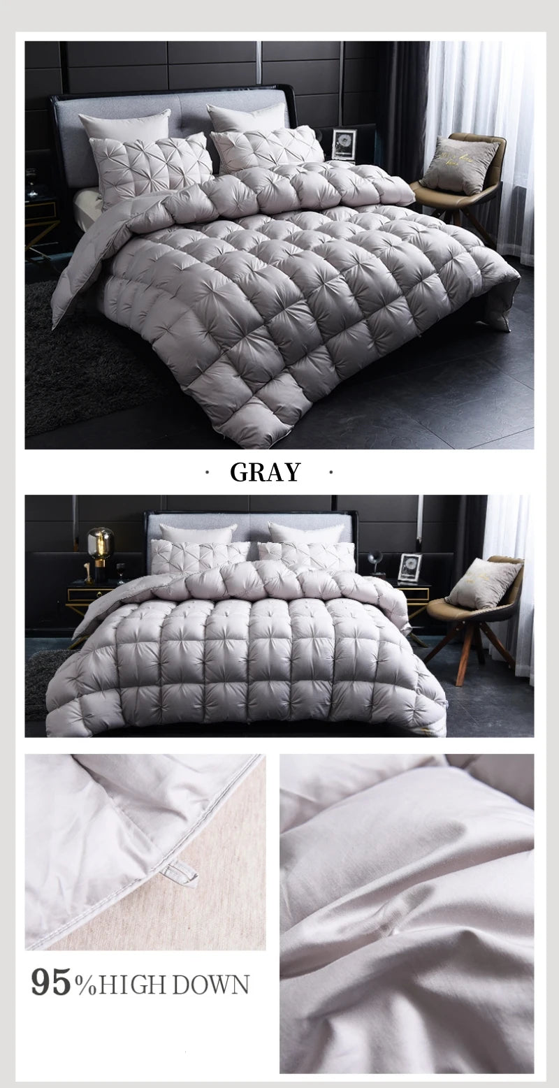 Piumino In Piuma Oca Bianca Caldo Inverno Spesso 3D Imbottitura Coperta Trapunta Letto Singolo Doppia
