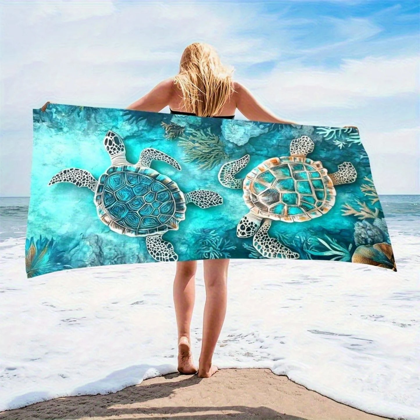 Telo Mare Microfibra Quick Dry Colorato Con Tartaruga Marina Per Mare E Spiaggia Ad Asciugatura Veloce
