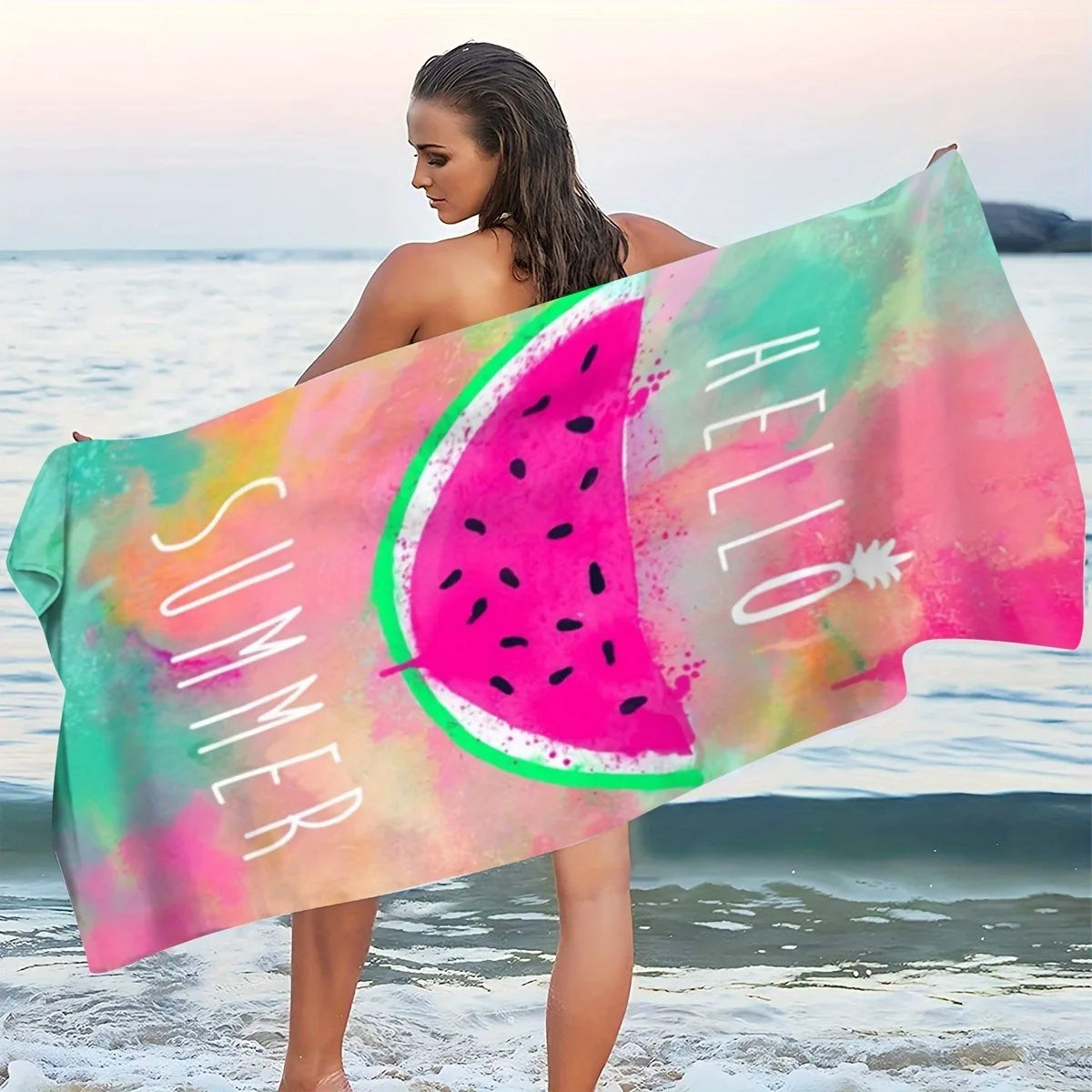 Asciugamano Da Spiaggia Anguria Hello Summer Quick Dry Lavabile In Lavatrice Per Amanti Della Spiaggia