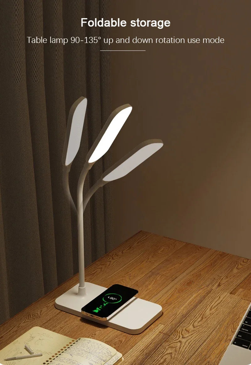 Lampada Da Scrivania LED Con Ricarica Wireless E Porta USB Dimmerabile Touch Luce Notturna Per Lettura E Giochi A Casa