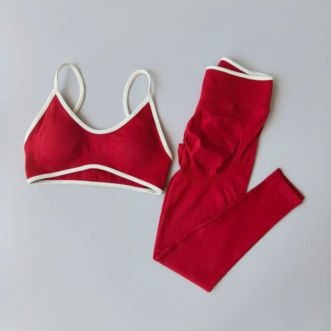 Set Da Allenamento Donna In Due Pezzi Leggings Senza Cuciture Vita Alta E Reggiseni Sportivi Con Spalline