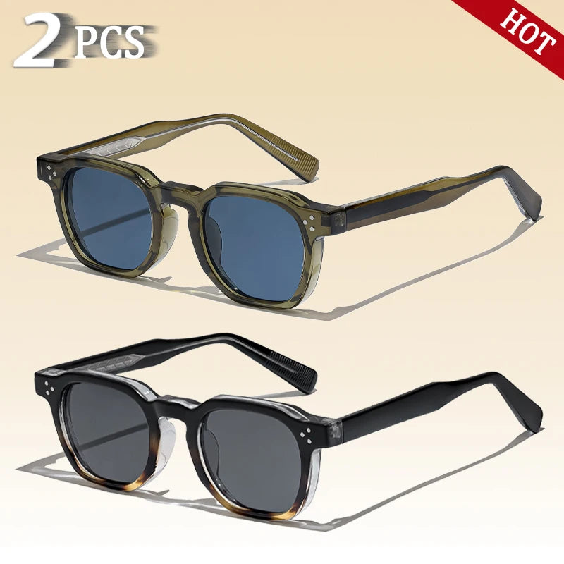 Occhiali Da Sole Retro Punk Quadrati Caterside Unisex Set Da 2 Pezzi Design Personalizzato Regalo Per Festival