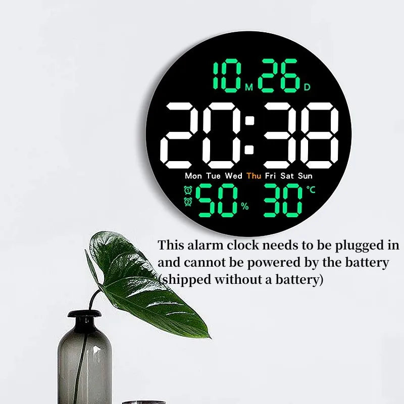 Orologio Da Parete Digitale DieciPollici Con Telecomando Temperatura Umidità Data Conto Alla Rovescia Sveglie Led Dimmer