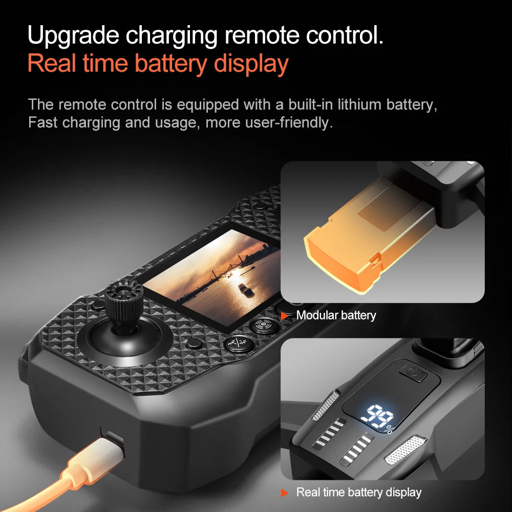 Drone M6 Mini Con Telecamera 4K Schermo Integrato 2 4G WiFi FPV Flusso Ottico Pieghevole Senza Spazzole