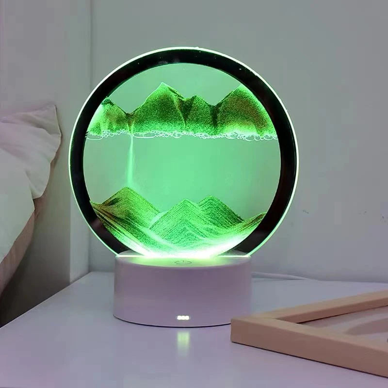 Clessidra Creativa Sabbie Mobili Luminose e Pittura Paesaggistica Ornamento Per Soggiorno Ufficio Luce Lusso Regalo