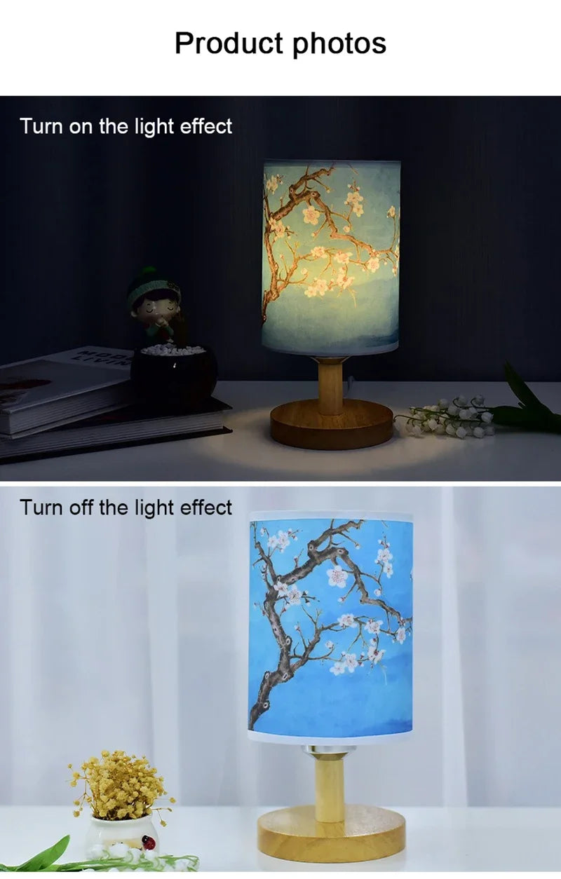 Lampada Da Tavolo Led Decorazione Scrivania Con Dimmer Spina UE Luce Notturna Per Camera Da Letto In Stile Cinese