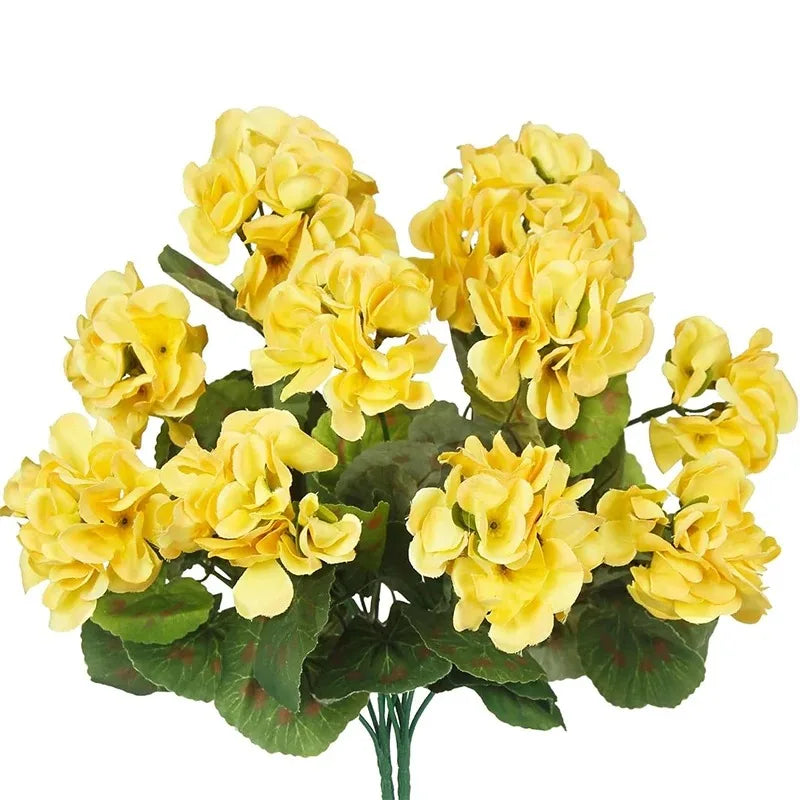 Geraniumi Artificiali 14 Pollici Fiori Rossi Bouquet di Seta Cespugli per Fioriere Portico Patio Casa Decorazione