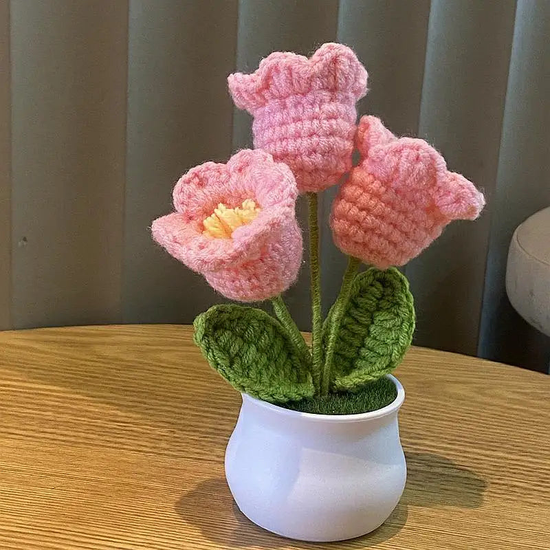 Fiore In Vaso Fai Da Te Rosa Mini Tessuti A Mano Per Scrivania Ufficio Decorazione Casa Filo Di Lana