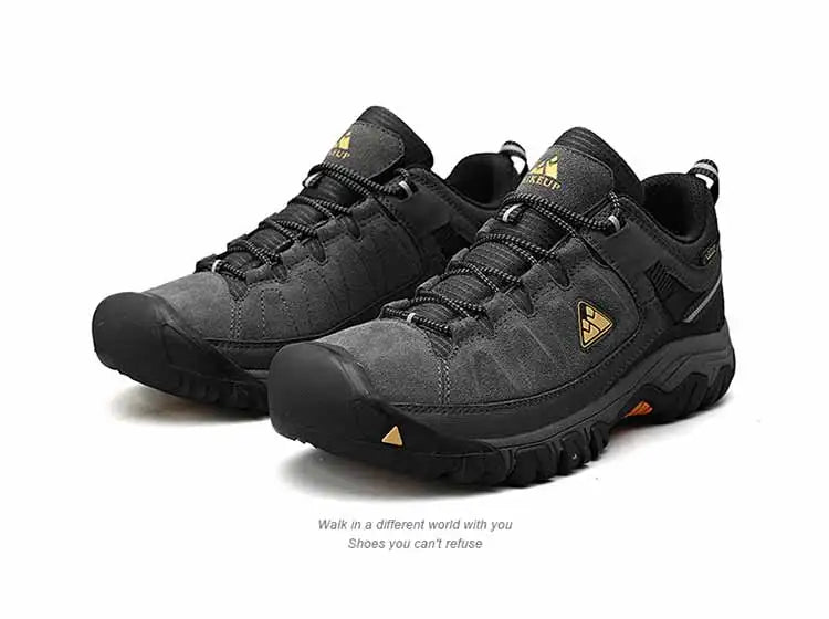 HikeUp Scarpe Da Trekking Uomo In Pelle Resistente Alta Qualità Con Suola In Gomma Per Esterni