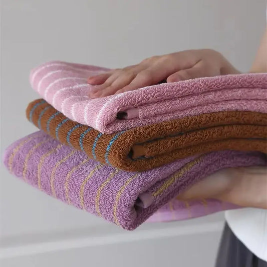 Asciugamano In Cotone A Righe Retrò 70x140 Cm Morbido E Assorbente Per Casa Palestra Cucina