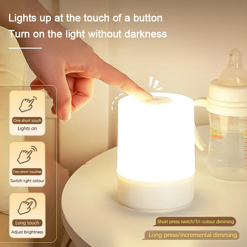 Luci notturne a LED da comodino Ricarica dimmerabile Lampade da notte da tavolo Camera da letto Illuminazione da comodino Decorazione Lampade da tavolo a LED da lettura touch