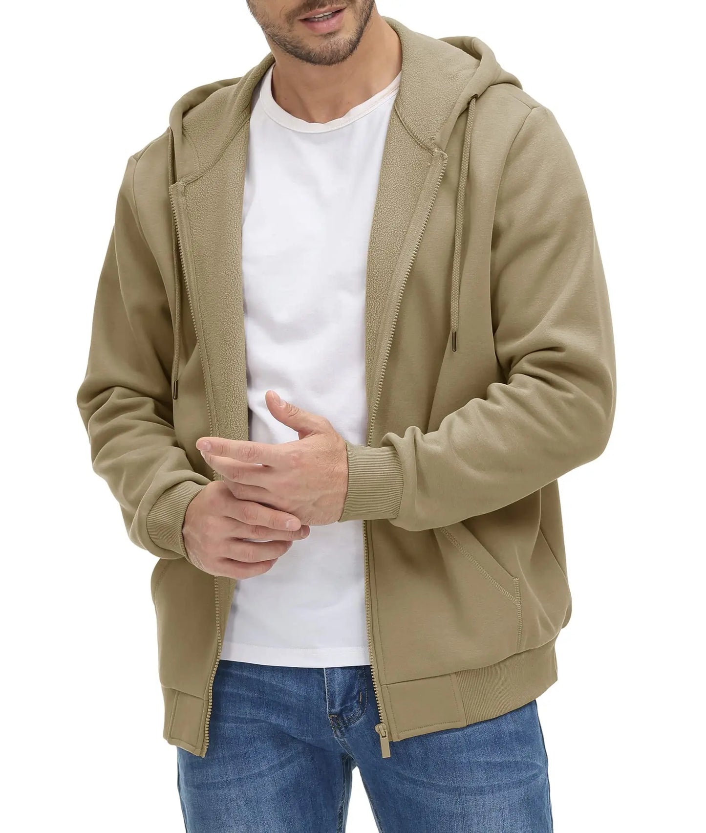Tacvasen Felpa Con Cappuccio Uomo In Pile Con Tasche Grandi Con Zip Intera Casual Sportivo Per Running Escursionismo