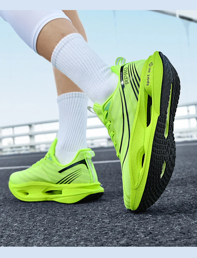 Scarpe Da Corsa Sportive Unisex Uomo Donna Maratona Carbon Board Cuscino Aria Antiscivolo Leggere Traspiranti