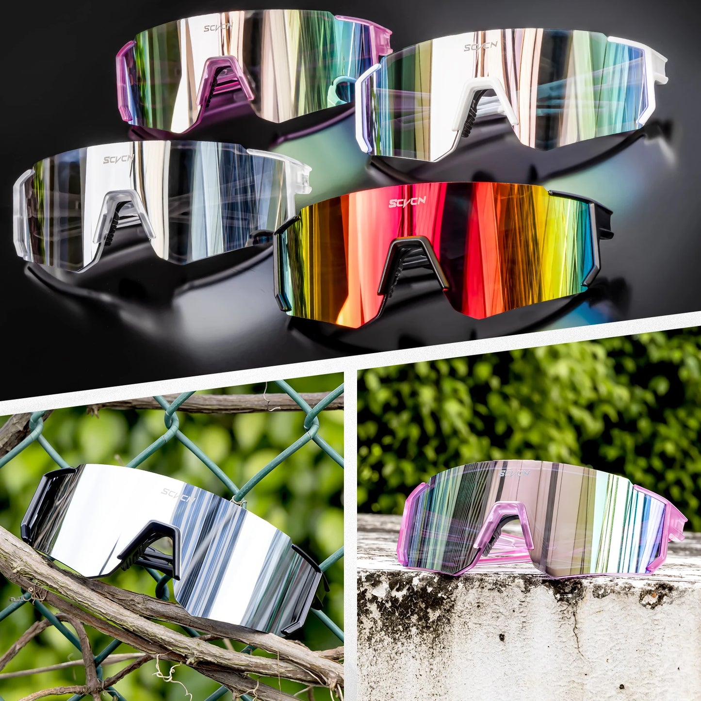 SCVCN Occhiali Da Sole UV400 Viola Montatura Street Fashion Y2K Per Donne E Uomini Ciclismo MTB