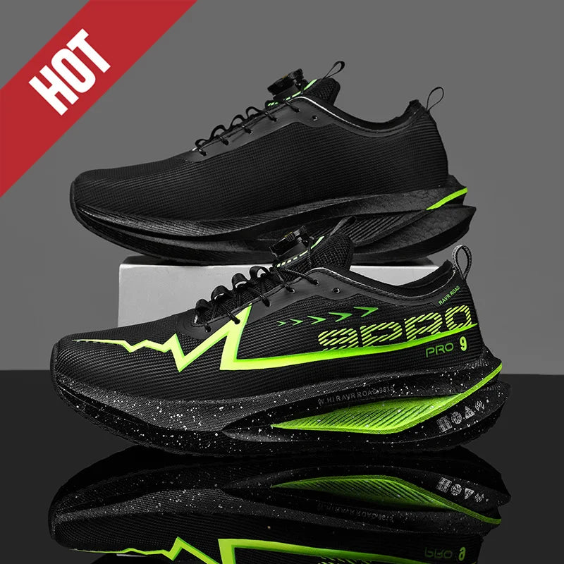 Scarpe Da Corsa Fluorescenti Carbon Board Marathon Uomo Traspiranti Leggere Comode Sneakers Antiscivolo