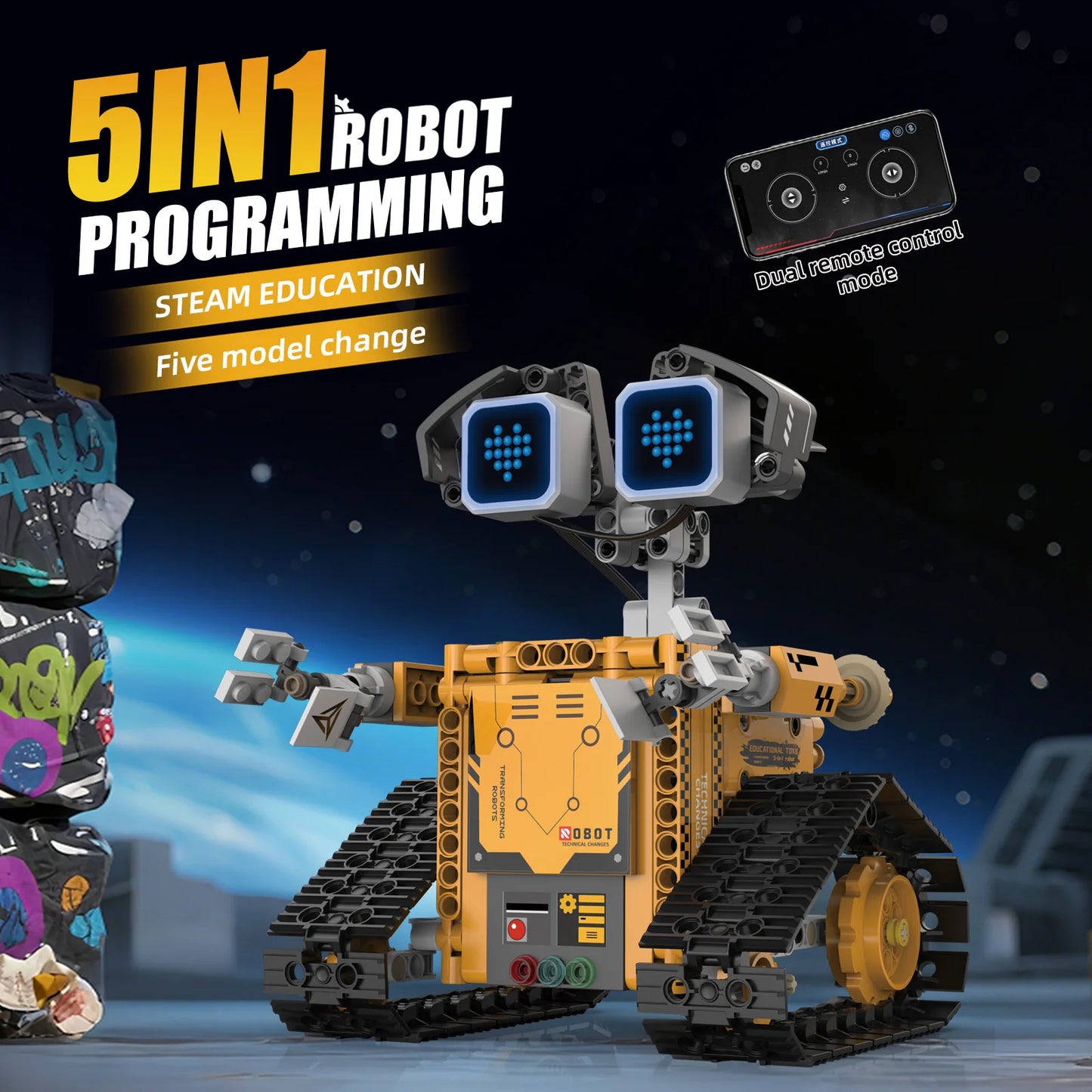 Robot Trasformabile 5 In 1 Con Display Digitale Telecomandato Per Bambini Regalo Ideale