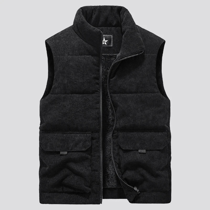 Gilet Pile Da Uomo Inverno Caldo Senza Maniche Con Colletto Quadrato Stile Esercito Abbigliamento