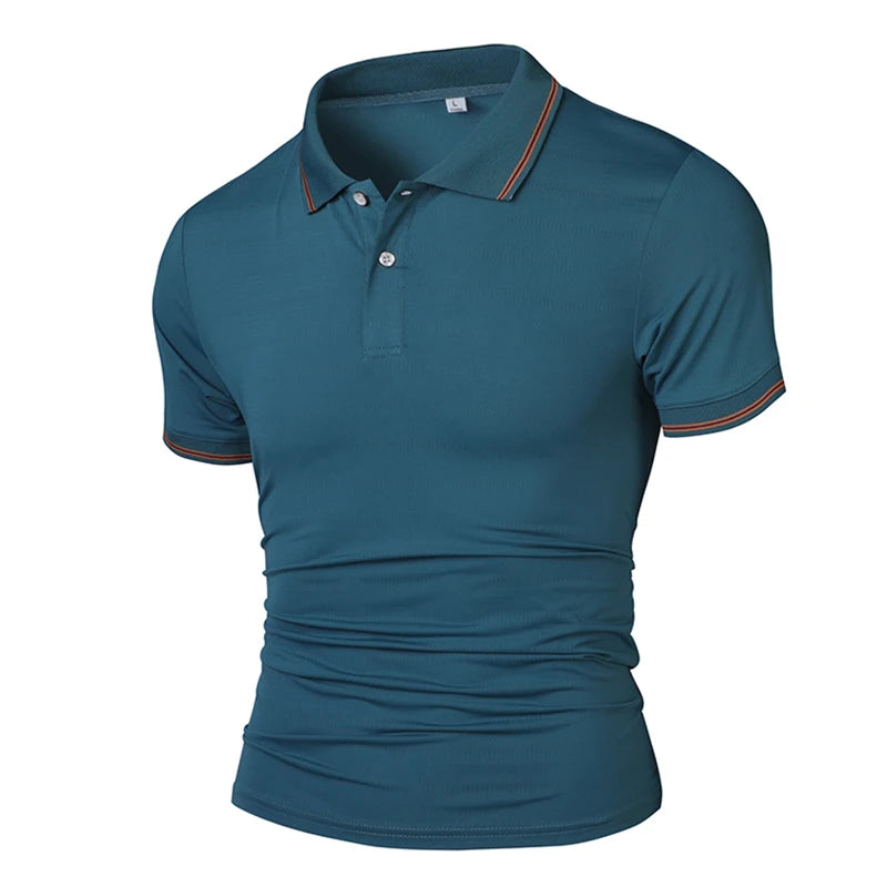 Maglietta Da Uomo Traspirante Estiva Con Risvolto Versatile Top Da Esterno Per Affari E Moda Polo Solido