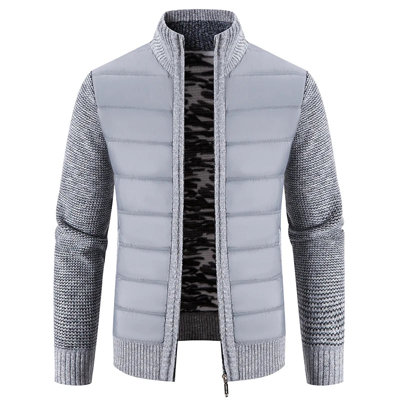 Giacca Uomo Invernale Spessa In Pile Con Zip Intera Antivento Collo A O In Maglia Calda