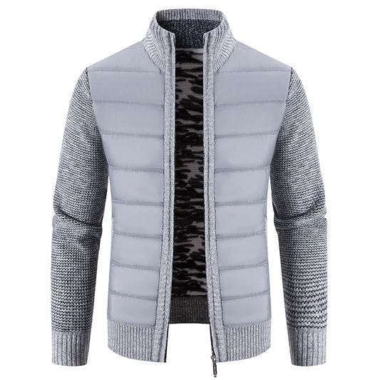 Giacca Uomo Invernale Spessa In Pile Con Zip Intera Antivento Collo A O In Maglia Calda