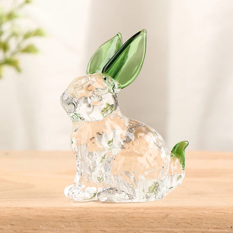 Figurine Fatte A Mano Degli Animali Mascotte Coniglio In Vetro Cristallo Ornamenti Per Tavolo Ufficio Soggiorno