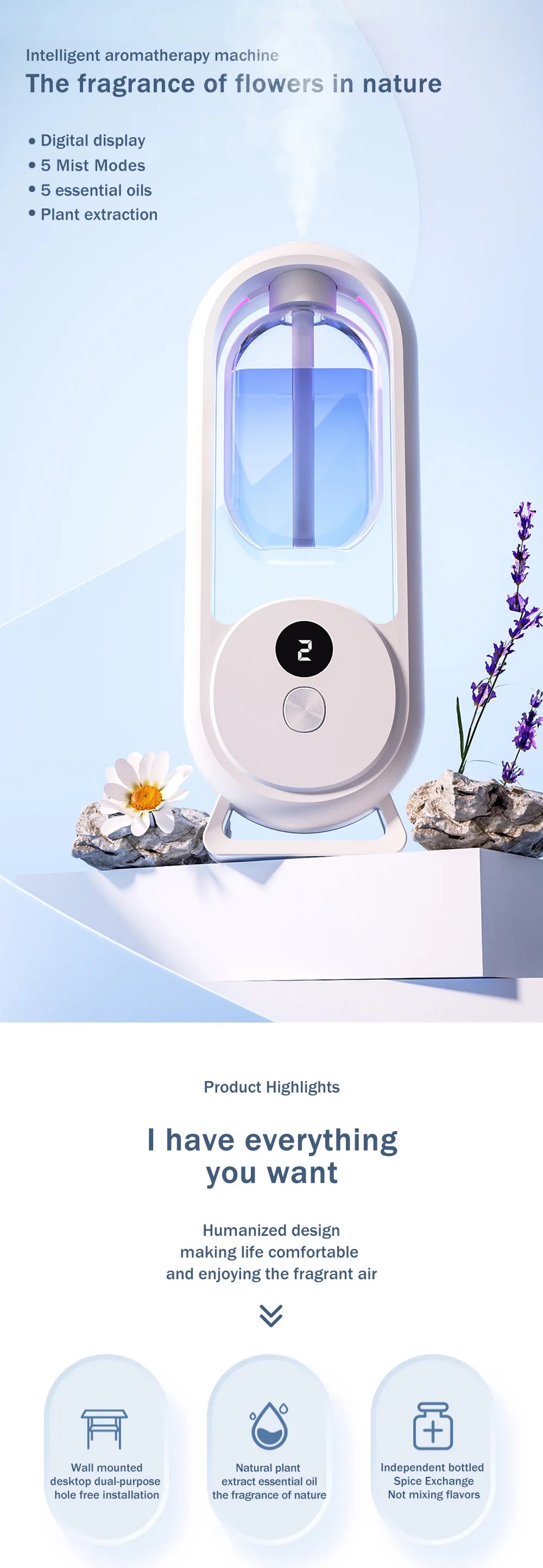Diffusore Di Aromi Portatile Ricaricabile Per Aromaterapia Deodorante Ambienti Temporizzato In 5 Modalità