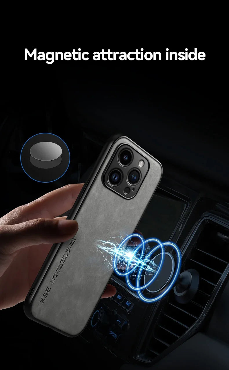Custodia Protettiva Di Lusso Per iPhone 7 8 11 Pro Max Plus Mini 12 13 14 15 16 16e 17 Con Supporto Auto Magnetico