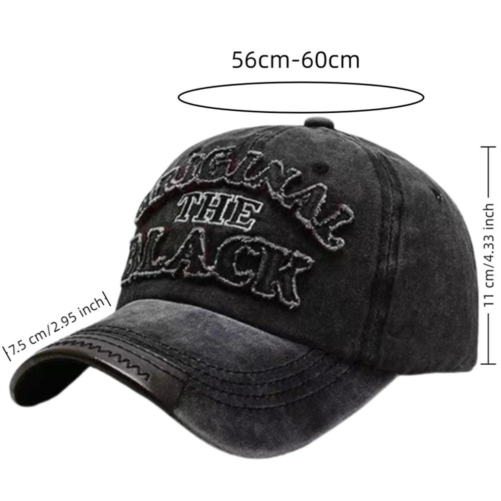 Berretto Da Baseball Vintage Unisex Cotone Lavato Ricamo Lettera Nera Berretto Casual Da Esterno