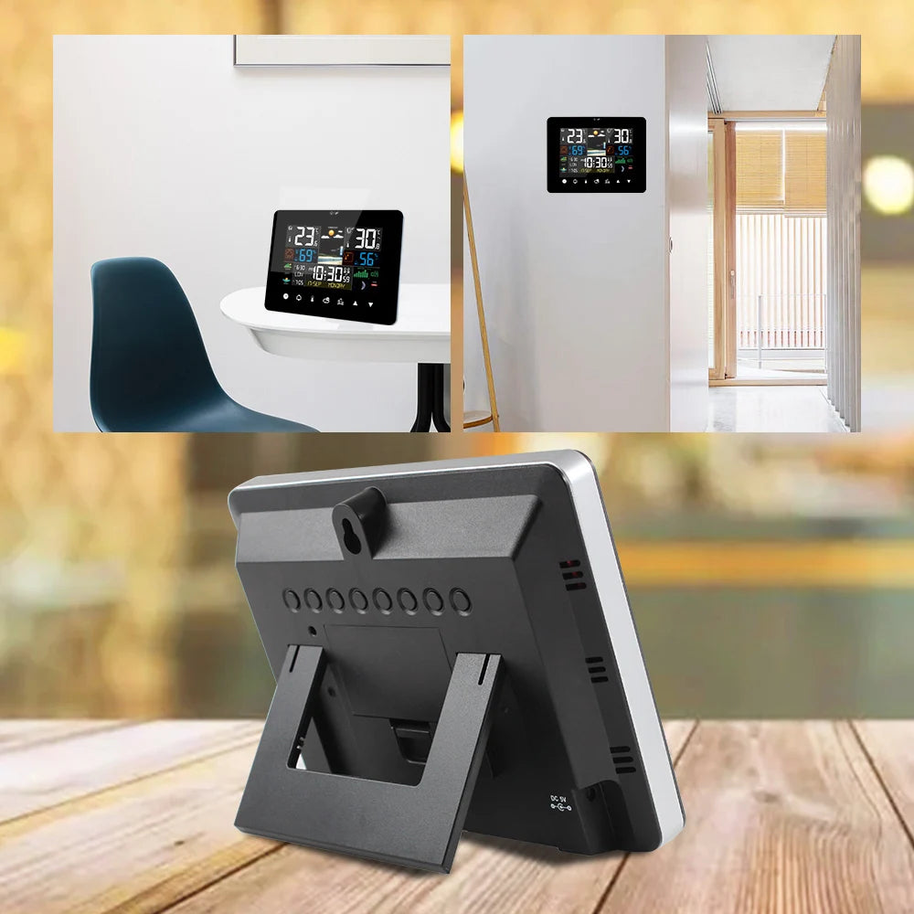 Stazione Meteo Multifunzionale Sveglia Touch Screen Termometro Igrometro Con Sensore Wireless Alba Tramonto Igrotermografo