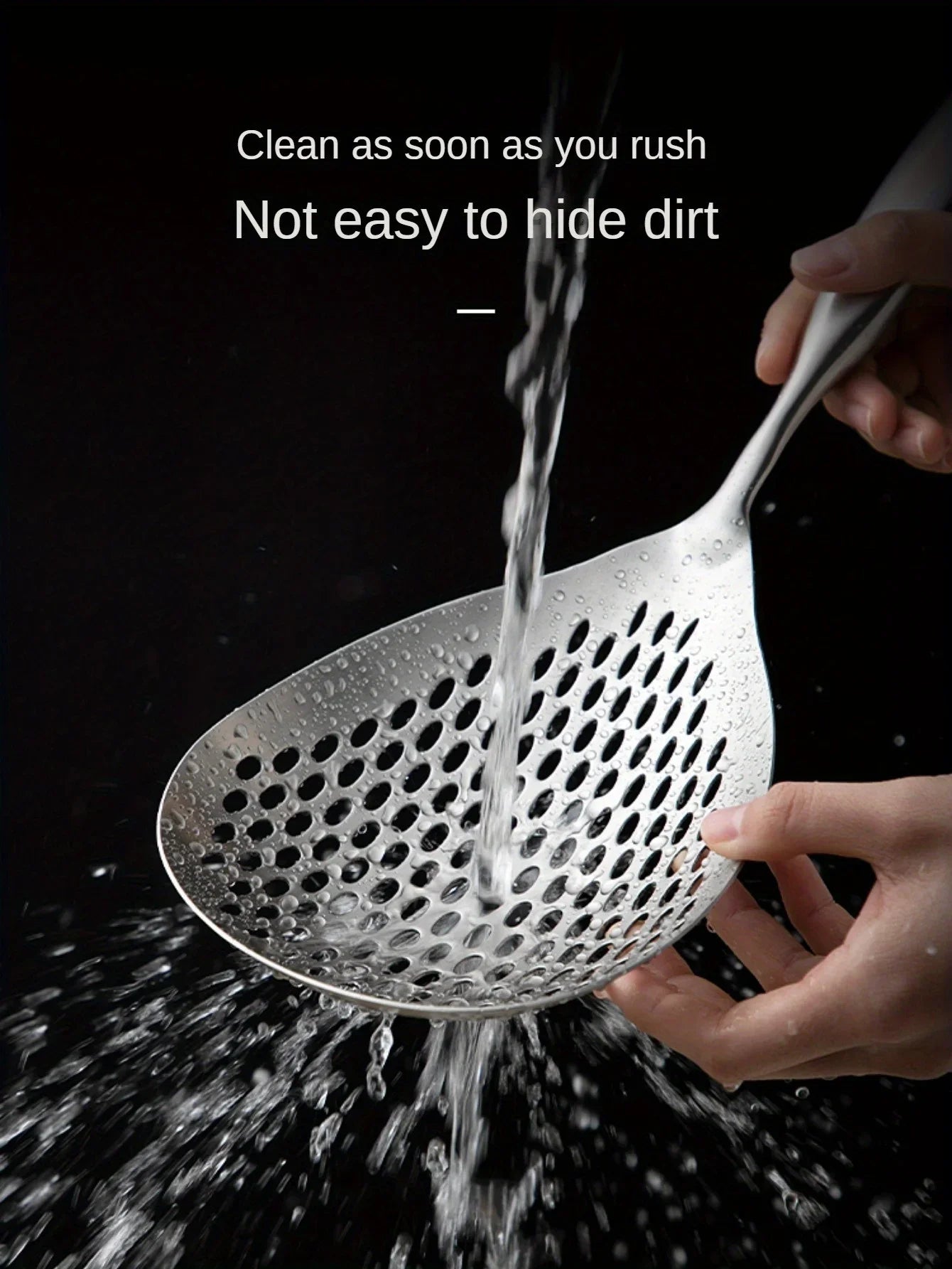 1 cucchiaio per schiumarola grande e durevole in acciaio inossidabile, cucchiaio per colino per alimenti resistente per friggere e cucinare, utensili da cucina