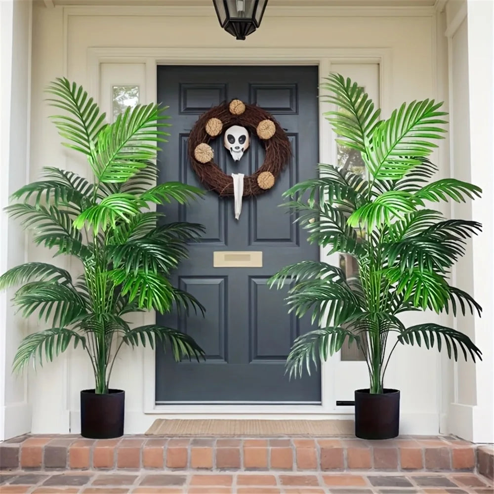 Due Pezzi Palme Areca Simulazione Con 24 Foglie Alberi Artificiali Realistici Per Decorazione Esterna Del Soggiorno