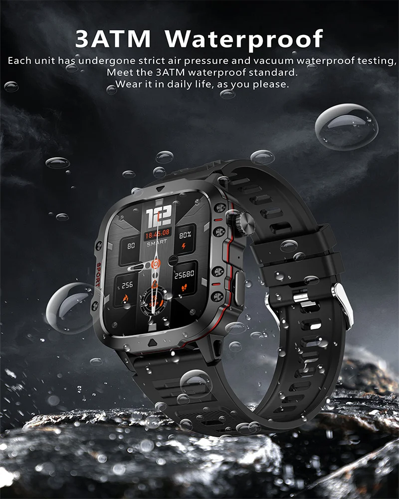 Orologio Fitness Con Schermo Da 1,96 Pollici 3ATM Chiamate Bluetooth Impermeabile Frequenza Cardiaca