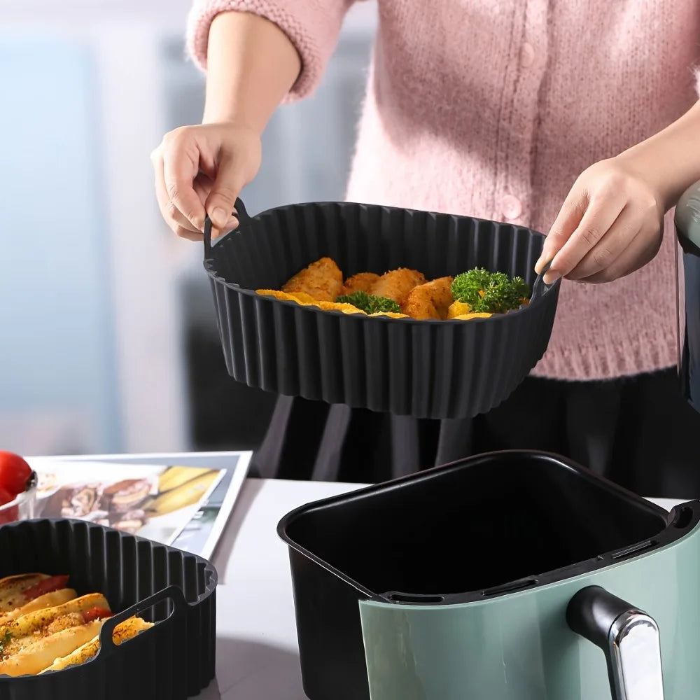 Fodere in Silicone Riutilizzabili per Friggitrice ad Aria Tappetino Quadrato Antiaderente per Cestello 4-7 Qt Accessori