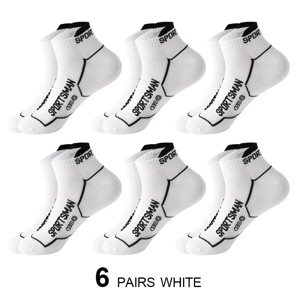 Calzini Corti Da Uomo Per Basket E Corsa Con Rete Traspirante Assorbenti Odori Pack 6 Paia
