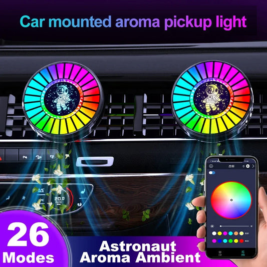 Luci ritmiche musicali per auto, luce d'atmosfera a LED, deodorante per ambienti, controllo del suono, app