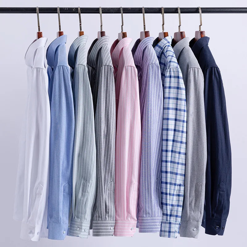 Camicia Da Uomo In Cotone Oxford A Quadri Maniche Lunghe Vestibilità Regolare Con Tasca Frontale