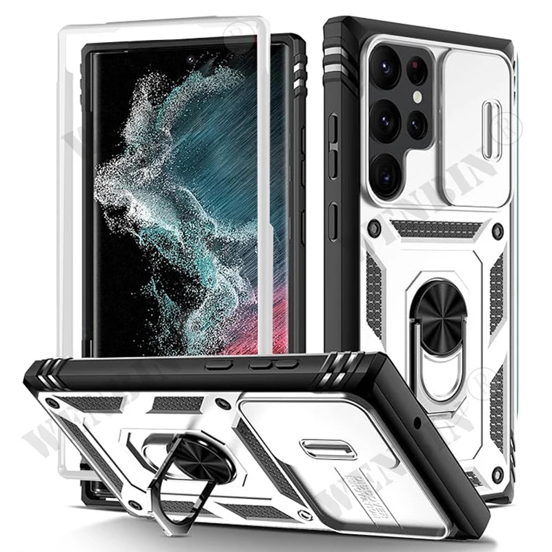 Custodia Resistente Con Cavalletto 360 Gradi Per Samsung S26 Ultra S25 S24 S23 Plus 5G Con Fotocamera Esterna