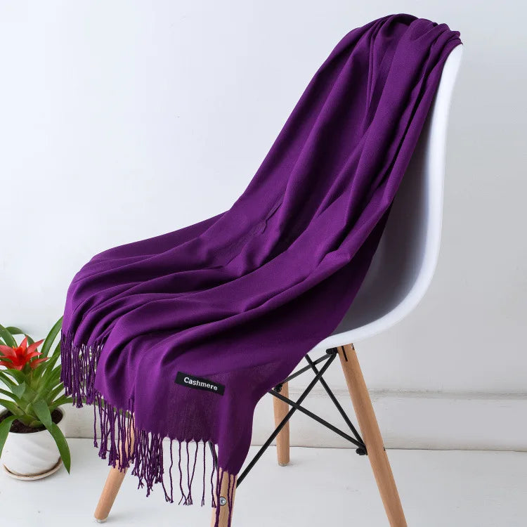 Sciarpa di Pashmina da Donna Morbida Cashmere Foulard Viaggio Ufficio Inverno Caldo Hijab Solido Avvolge Bandana