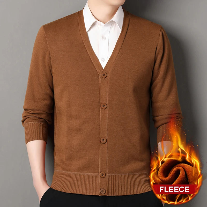Cardigan In Pile Da Uomo Morbido E Caldo Lavorazione A Maglia Robusta Per Autunno Inverno Comfort Totale